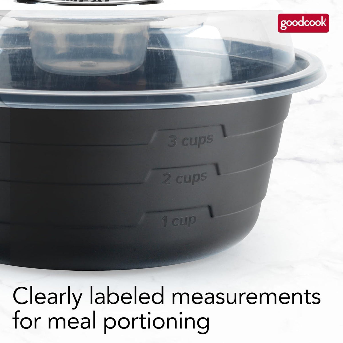 GoodCook 4-Cup Meal Prep Bowls Set with Lids and Dressing Cup  Microwavable Food Storage Containers for Meal Prepping  Set of 10  Black